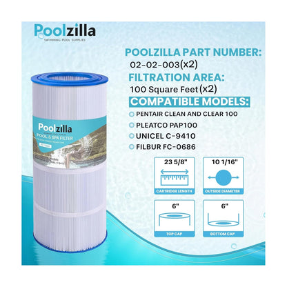 Pool Filter Cartridge for Pentair R173215 - Replaces CC100, Unicel C-9410