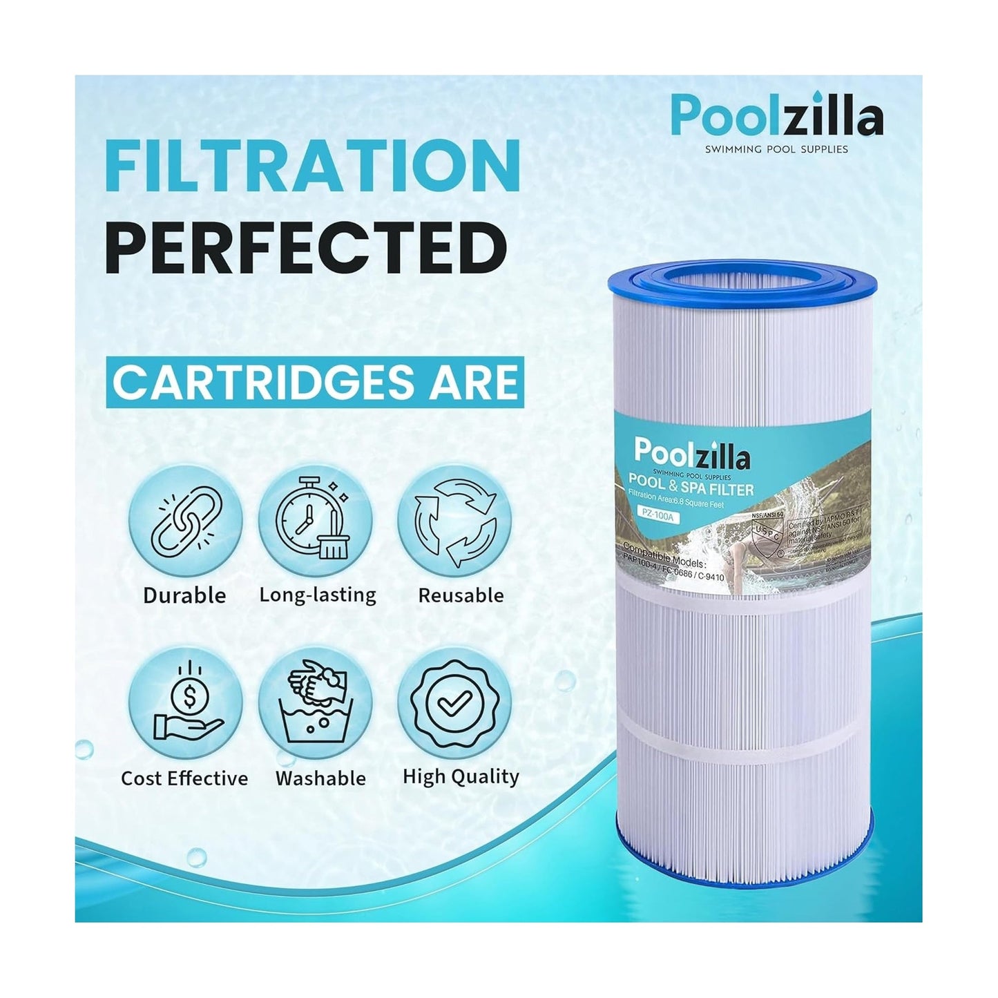 Pool Filter Cartridge for Pentair R173215 - Replaces CC100, Unicel C-9410