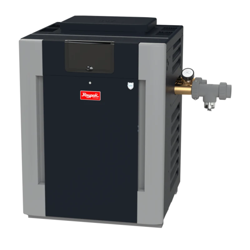 Raypak B-R206A-EN-X #50 Digital ASME Natural Gas Heater | 199.5K BTU | Cupro-Nickel Exchanger, 206 lbs, 2” Bronze Headers, ProTek Shield Module | 017399