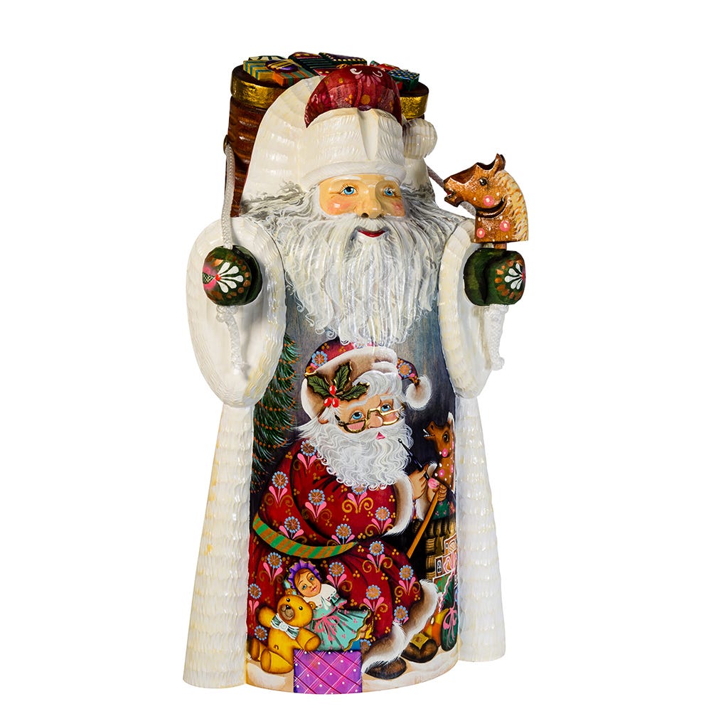 Kurt S. Adler 11.5“ Hand Carved Wooden Santa With Backpack