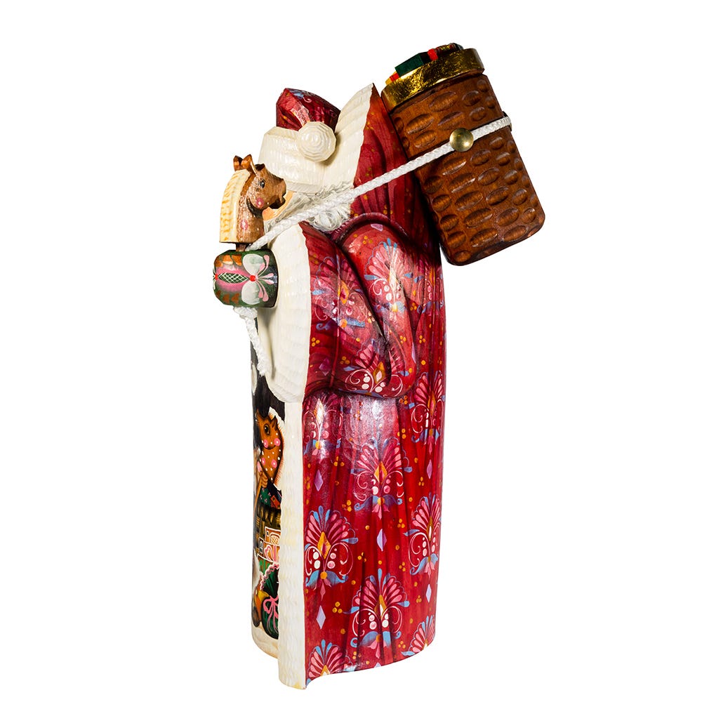 Kurt S. Adler 11.5“ Hand Carved Wooden Santa With Backpack