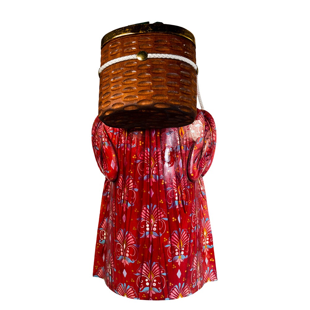 Kurt S. Adler 11.5“ Hand Carved Wooden Santa With Backpack