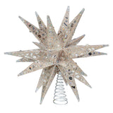 Kurt S. Adler 12“ Un-Lit Champagne and Silver Glittered Moravian Star Treetop