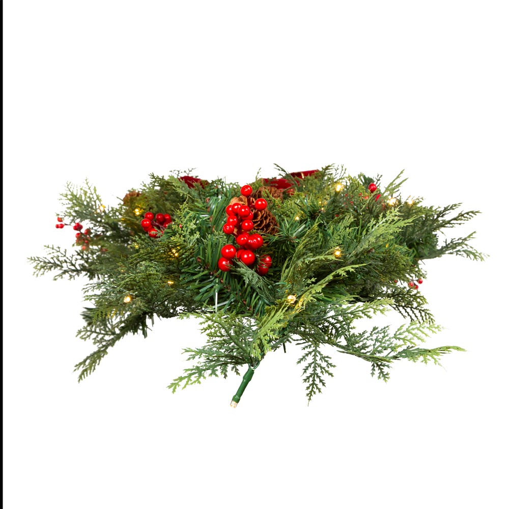 Kurt S. Adler 26“ Battery Operated Pre-Lit Warm White LED Berry and Pinecone Wall Tree