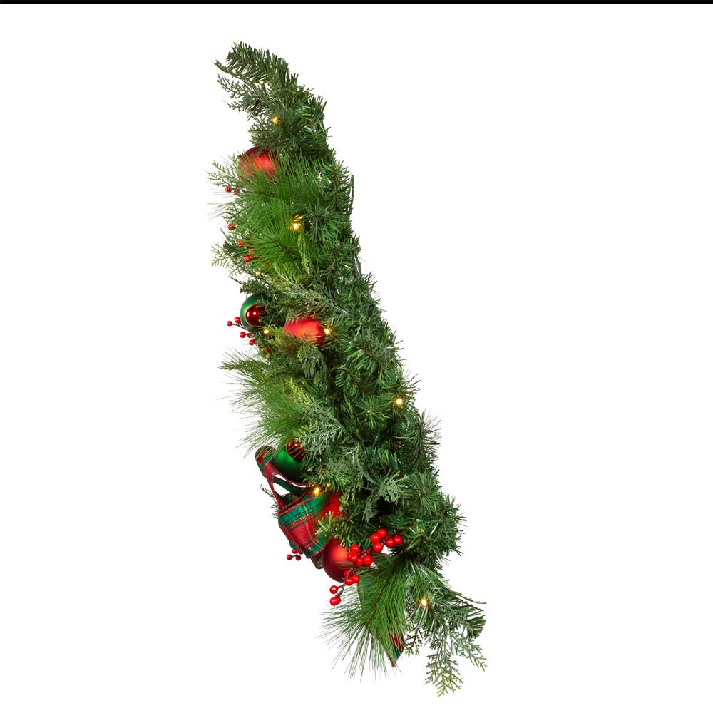 Kurt S. Adler 26“ Battery Operated Pre-Lit Warm White LED Red and Green Wall Tree