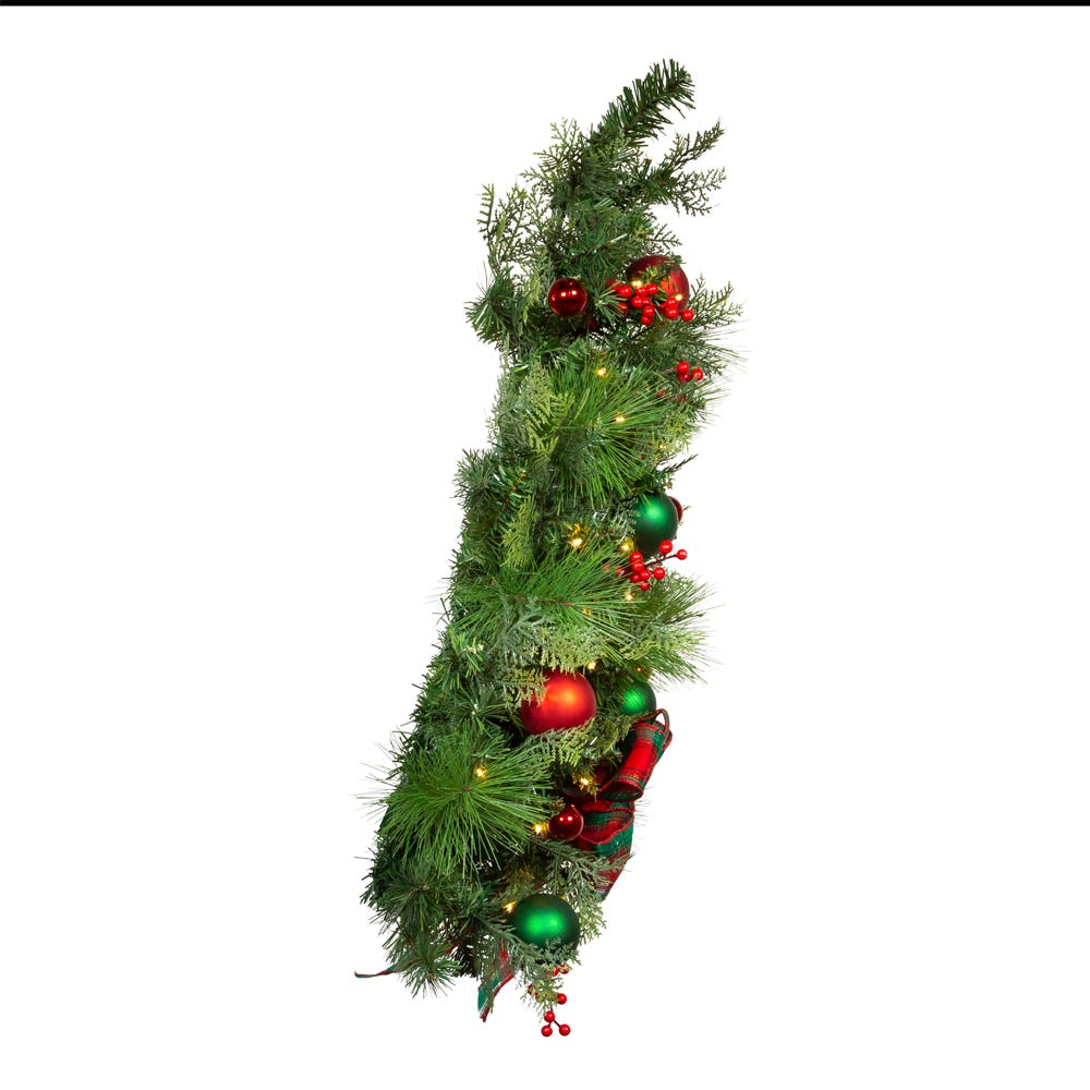 Kurt S. Adler 26“ Battery Operated Pre-Lit Warm White LED Red and Green Wall Tree