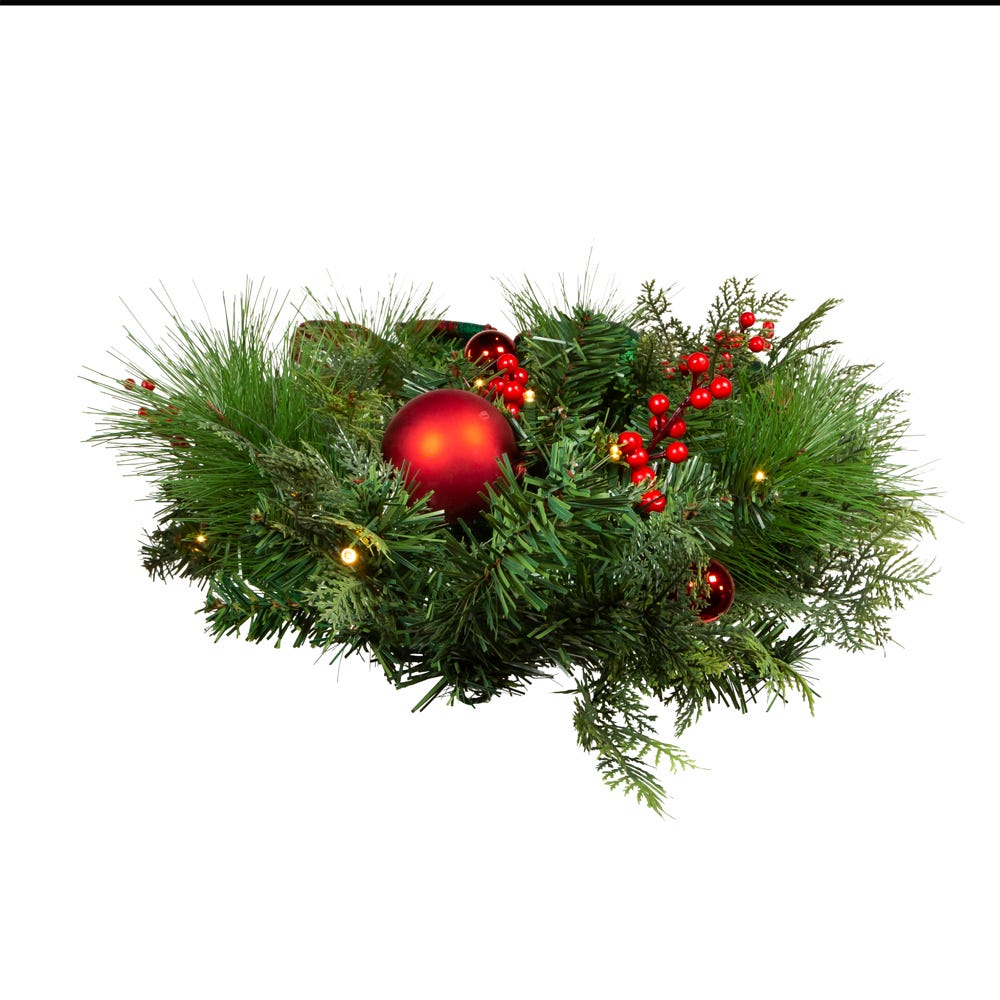 Kurt S. Adler 26“ Battery Operated Pre-Lit Warm White LED Red and Green Wall Tree