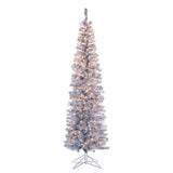 Kurt S. Adler 7' Pre-Lit Clear Incandescent Silver Tinsel Slim Winchester Pine Tree