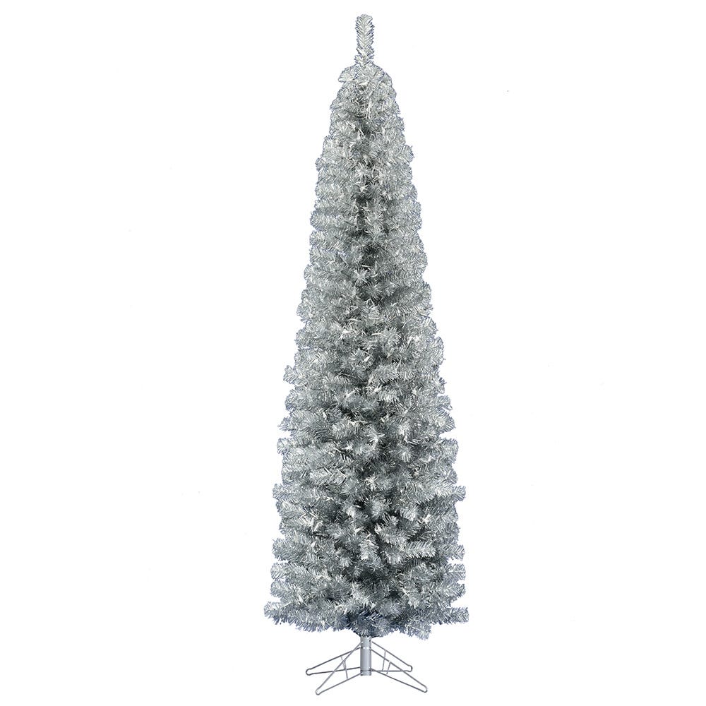 Kurt S. Adler 7' Pre-Lit Warm White LED Winchester Siver Pine Pencil Tree