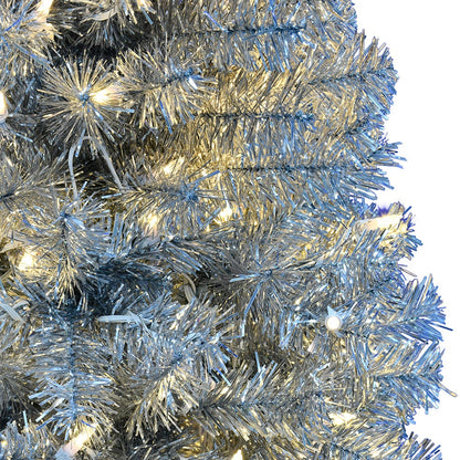 Kurt S. Adler 7' Pre-Lit Warm White LED Winchester Siver Pine Pencil Tree