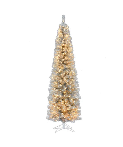 Kurt S. Adler 7' Pre-Lit Warm White LED Winchester Siver Pine Pencil Tree