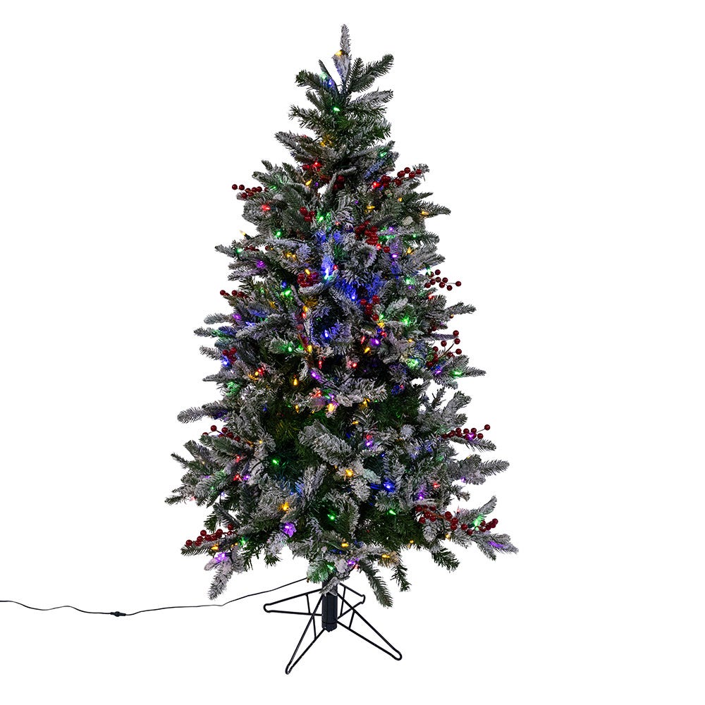 Kurt S. Adler 5' Pre-Lit Instant Connect Dual-Color LED Flocked Breckenridge Tree