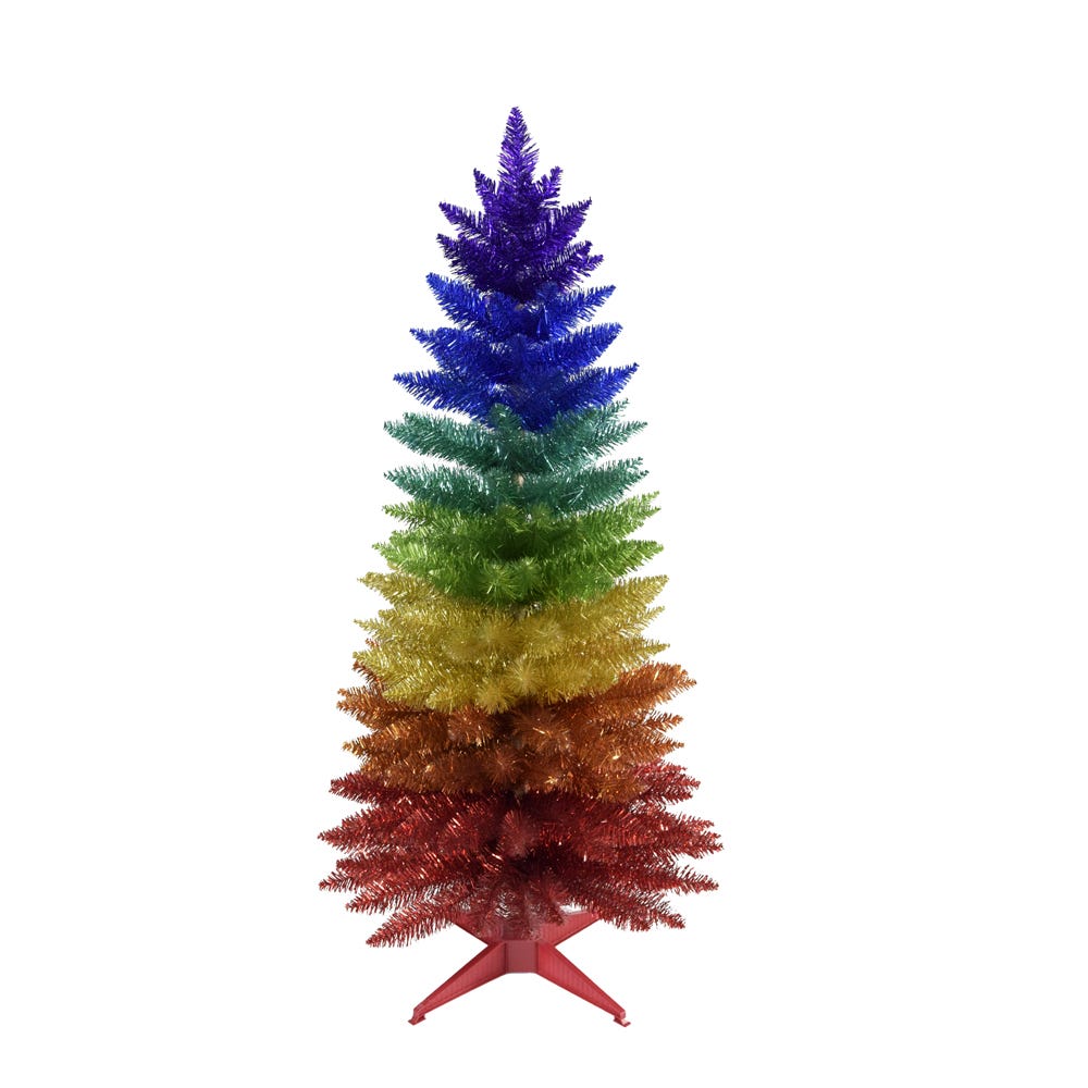 Kurt S. Adler 4' Un-Lit Rainbow Foil Tree