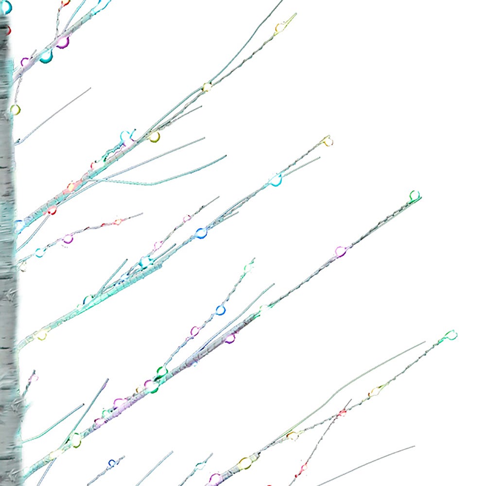 Kurt S. Adler 4' Pre-Lit RGB Fairy LED White Birch Tree