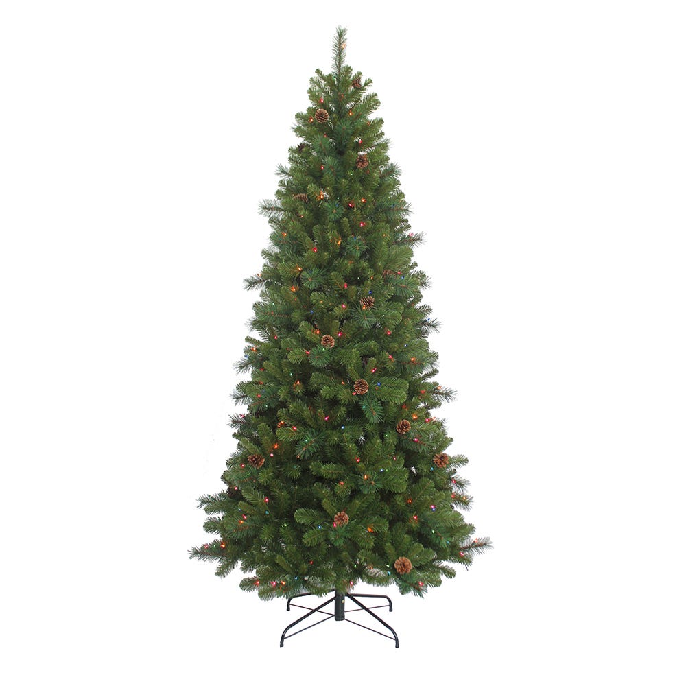 Kurt S. Adler 7.5' Pre-Lit Multicolor Incandescent Slim Burlington Spruce Tree