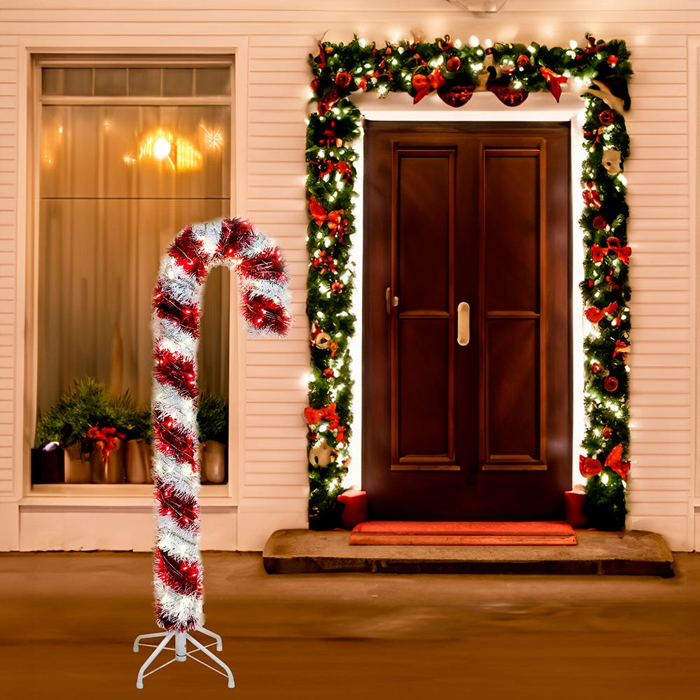 Kurt S. Adler 4' Pre-Lit LED Tinsel Candy Cane