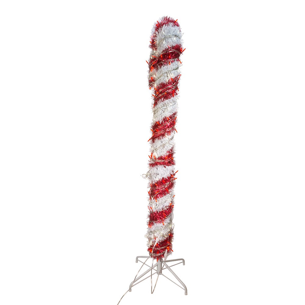 Kurt S. Adler 5' Pre-Lit LED Tinsel Candy Cane