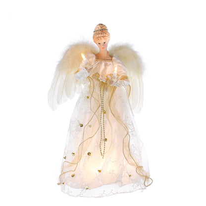 Kurt S. Adler 16“ UL 10-Light Ivory and Gold Angel Treetop