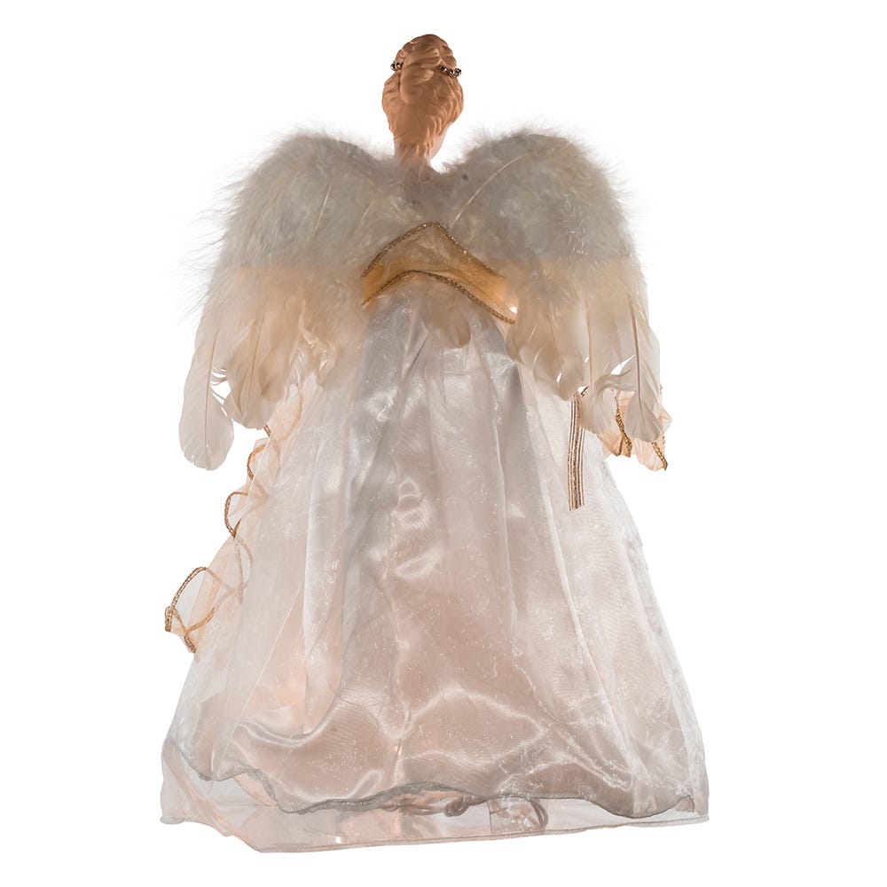 Kurt S. Adler 16“ UL 10-Light Ivory and Gold Angel Treetop