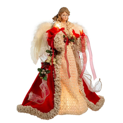 Kurt S. Adler 16“ UL 10-Light Red and Ivory Angel Treetop
