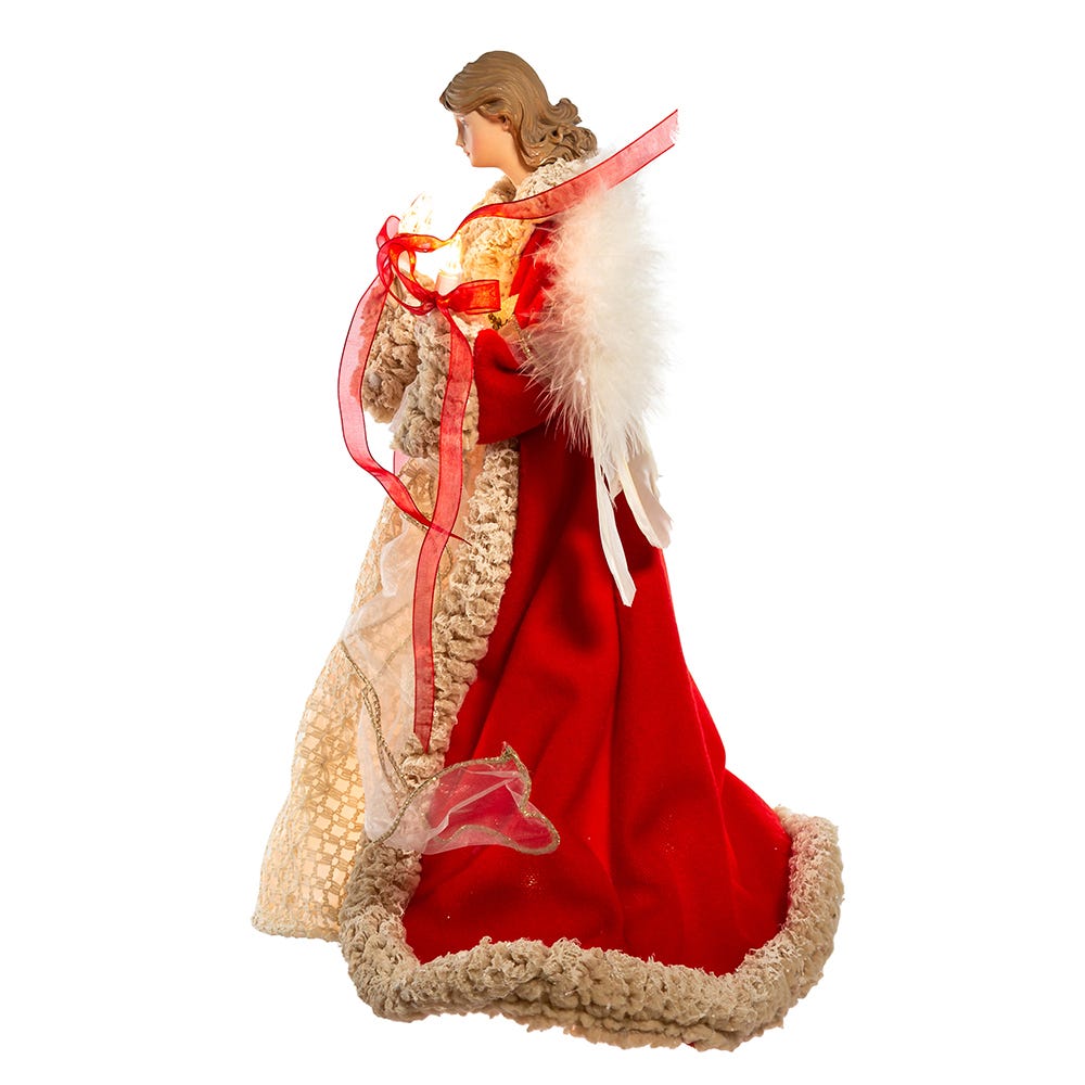Kurt S. Adler 16“ UL 10-Light Red and Ivory Angel Treetop