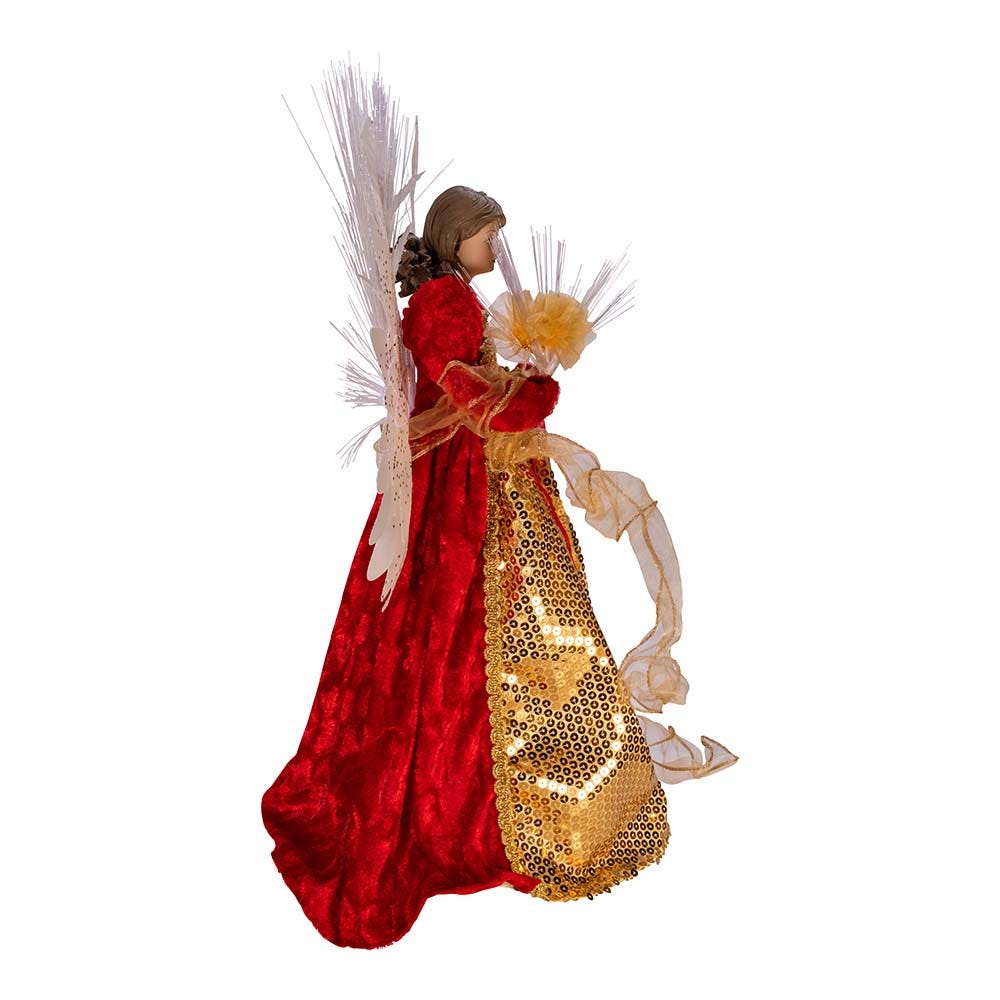 Kurt S. Adler 18“ UL 70-Light Fiber-Optic LED Red and Gold Angel Treetop