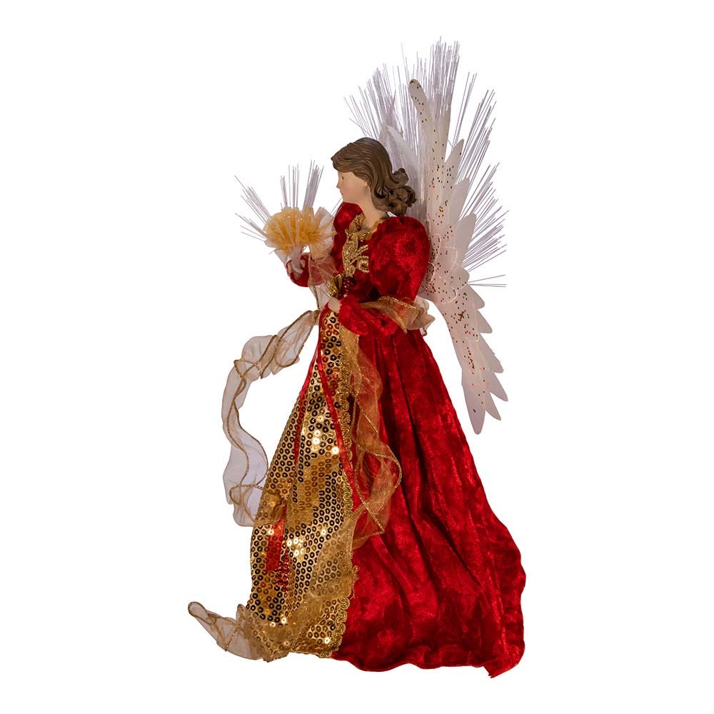 Kurt S. Adler 18“ UL 70-Light Fiber-Optic LED Red and Gold Angel Treetop