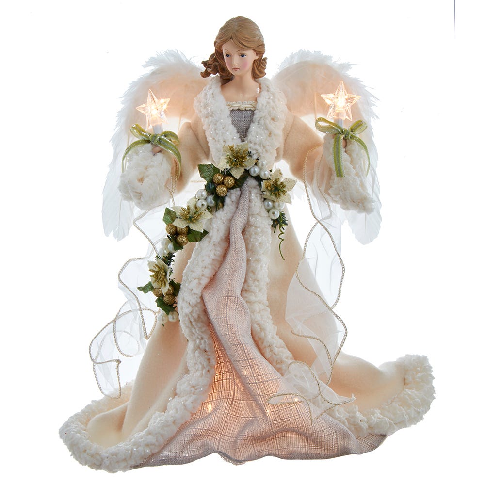 Kurt S. Adler 16“ UL 10-Light Ivory and Grey Angel Treetop