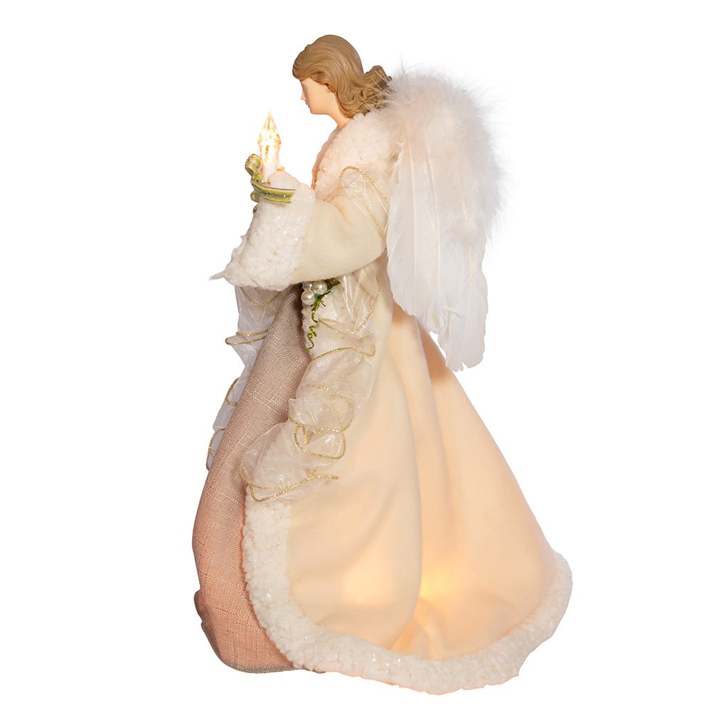Kurt S. Adler 16“ UL 10-Light Ivory and Grey Angel Treetop