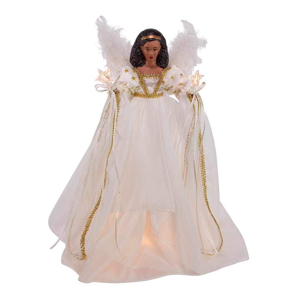 Kurt S. Adler 12“ UL 10-Light African American Ivory and Gold Treetop