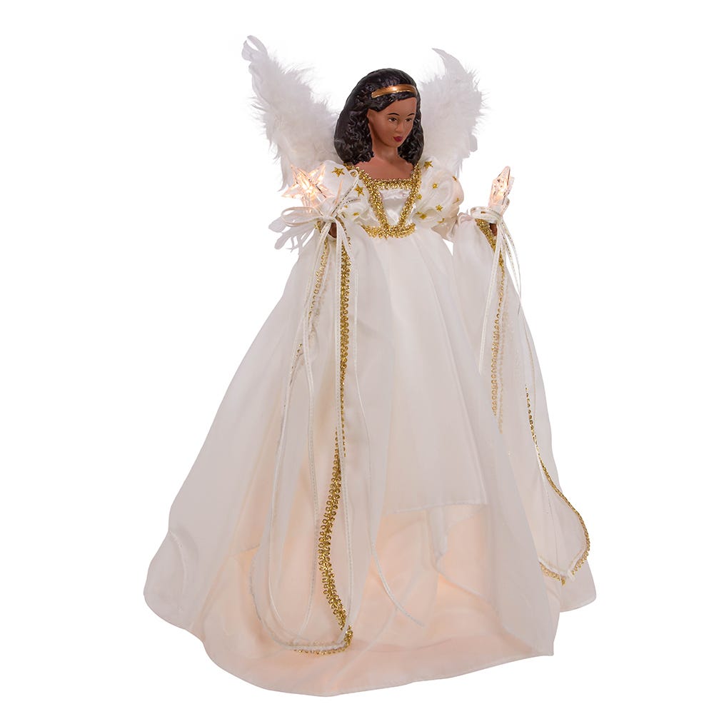 Kurt S. Adler 12“ UL 10-Light African American Ivory and Gold Treetop