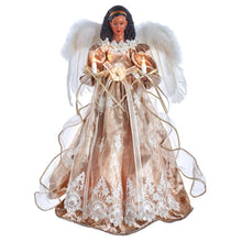 Kurt S. Adler 16“ UL 10-Light White & Rose Gold African American Angel Treetop