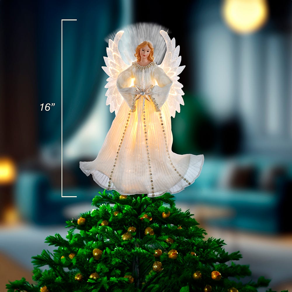 Kurt S. Adler 16“ 7-Light LED Fiber-Optic Angel Treetop