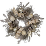 Kurt S. Adler 24“ Un-Lit Silver and Gold Champagne Rattan Wreath