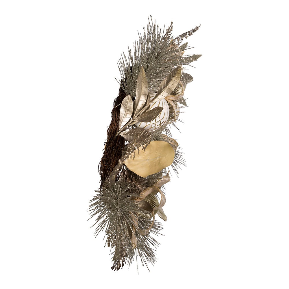 Kurt S. Adler 24“ Un-Lit Silver and Gold Champagne Rattan Wreath