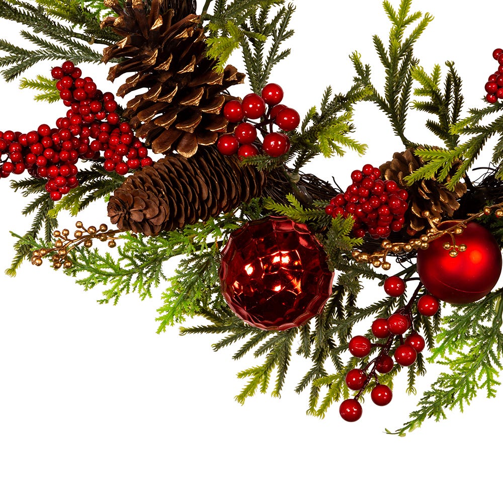 Kurt S. Adler 24“ Un-Lit Decorated Green Rattan Wreath