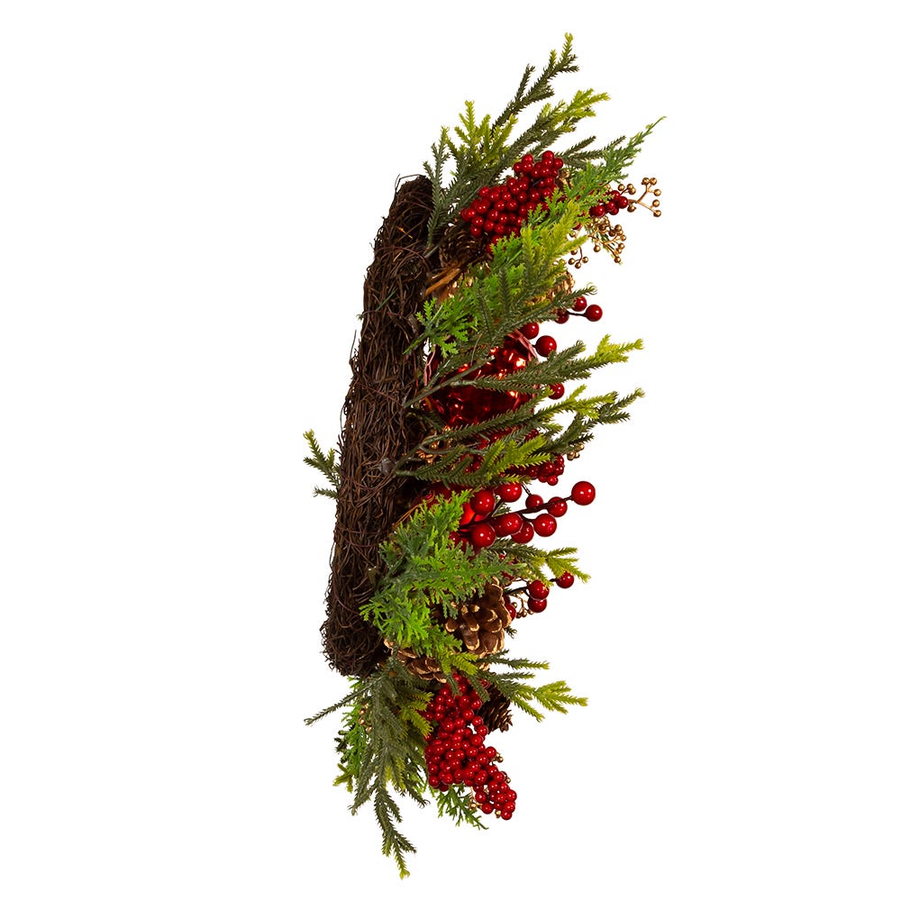 Kurt S. Adler 24“ Un-Lit Decorated Green Rattan Wreath