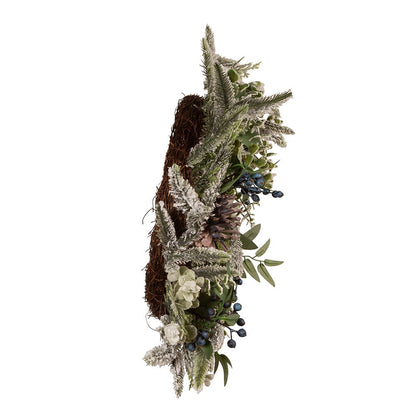 Kurt S. Adler 24“ Un-Lit Decorated Green Flocked Rattan Wreath With Blueberries
