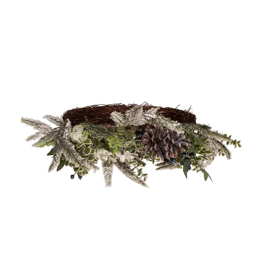 Kurt S. Adler 24“ Un-Lit Decorated Green Flocked Rattan Wreath With Blueberries
