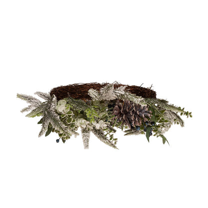 Kurt S. Adler 24“ Un-Lit Decorated Green Flocked Rattan Wreath With Blueberries
