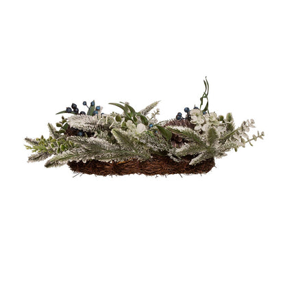 Kurt S. Adler 24“ Un-Lit Decorated Green Flocked Rattan Wreath With Blueberries