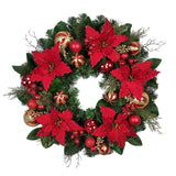 Kurt S. Adler 30“ Un-Lit Red & Gold Poinsettia Wreath