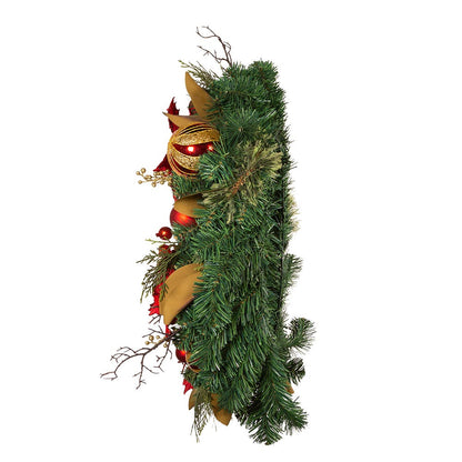 Kurt S. Adler 30“ Un-Lit Red & Gold Poinsettia Wreath