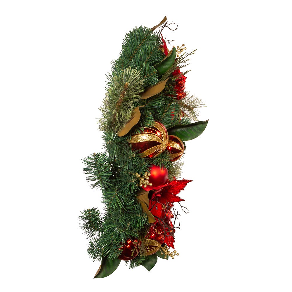 Kurt S. Adler 30“ Un-Lit Red & Gold Poinsettia Wreath