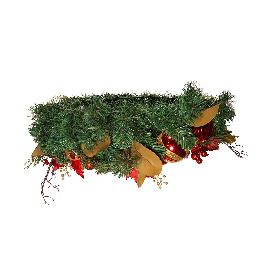 Kurt S. Adler 30“ Un-Lit Red & Gold Poinsettia Wreath