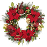 Kurt S. Adler 24“ Un-Lit Gold & Red Poinsettia Wreath