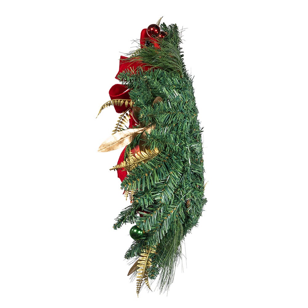 Kurt S. Adler 24“ Un-Lit Gold, Red & Green Ribbon Wreath