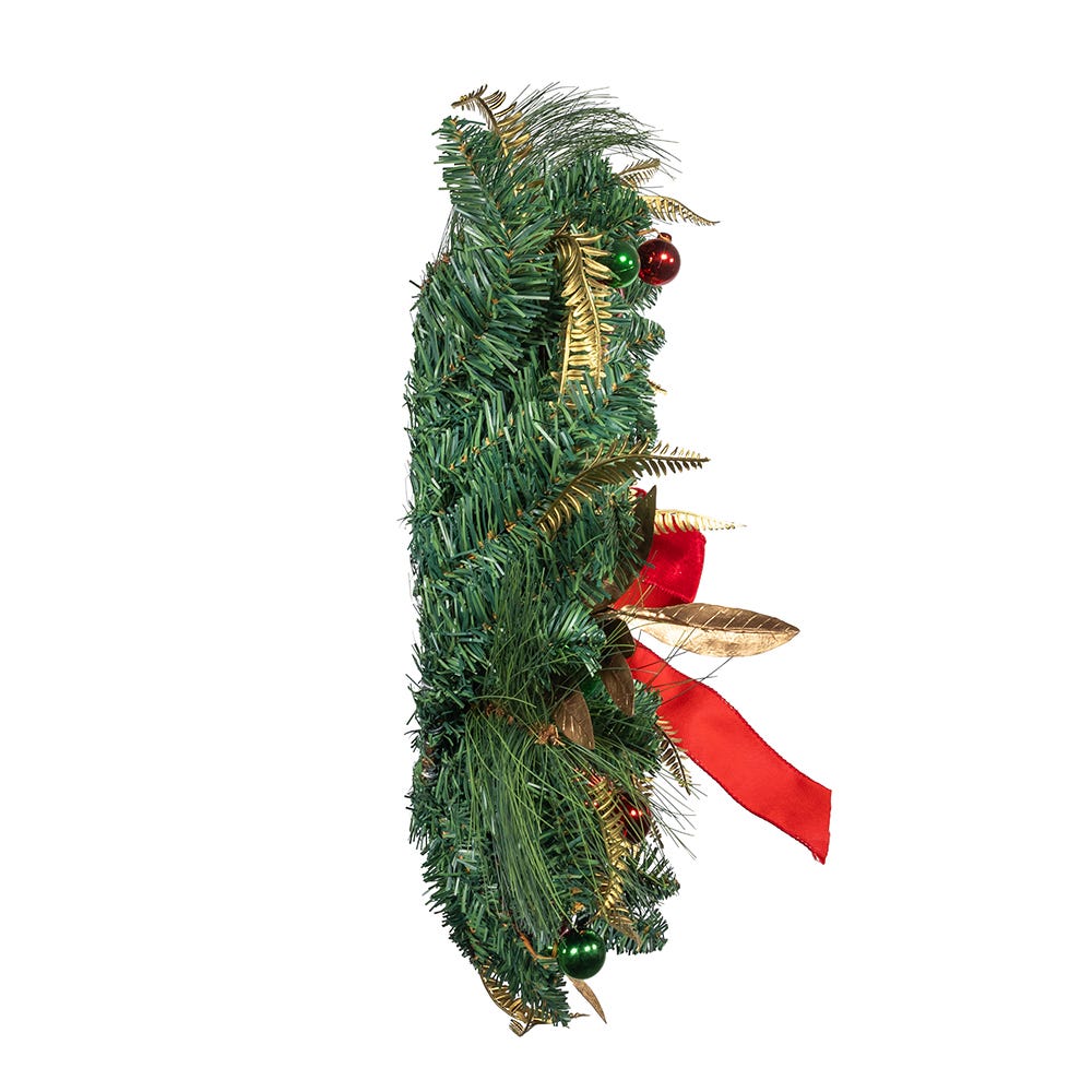 Kurt S. Adler 24“ Un-Lit Gold, Red & Green Ribbon Wreath