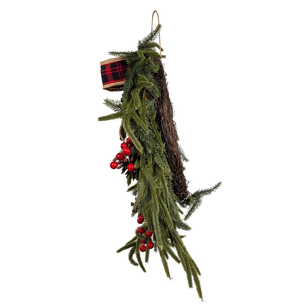 Kurt S. Adler 24“ Un-Lit Berries & Pinecone Rattan Wreath