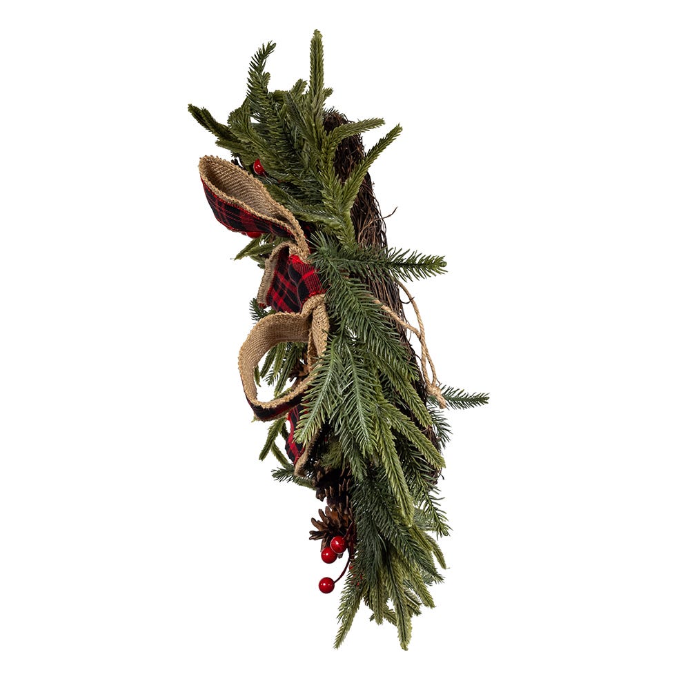 Kurt S. Adler 24“ Un-Lit Berries & Pinecone Rattan Wreath